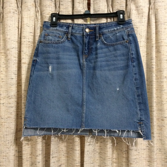 Loft Step Hem Denim Skirt - Picture 1 of 9